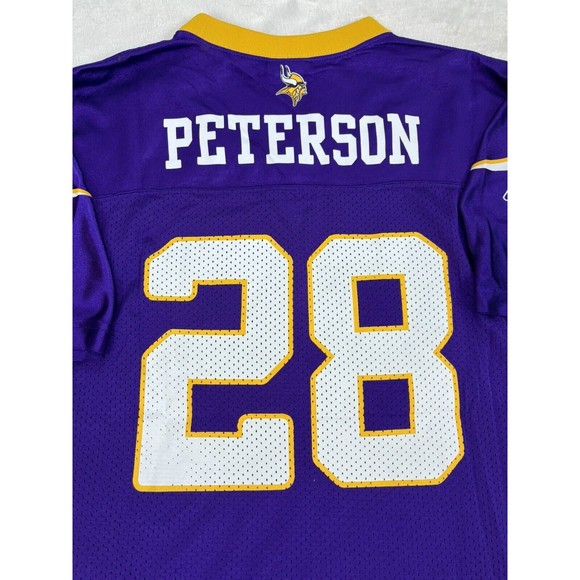 Adrian Peterson MINNESOTA VIKINGS Jersey Youth Large 14-16 #28 L Purple REEBOK - Picture 9 of 9